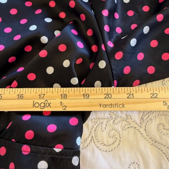 NY Collec Womens Midi Dress White Pink Black Polka Dot Plus Sz  3X V-neck Belted - Picture 7 of 11